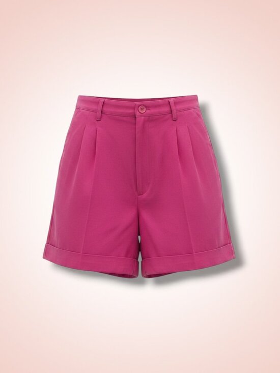 Haggar Pants - Classics by Haggar Pleated‎ High Waist Linen Blend Cuffed Shorts Pink 8